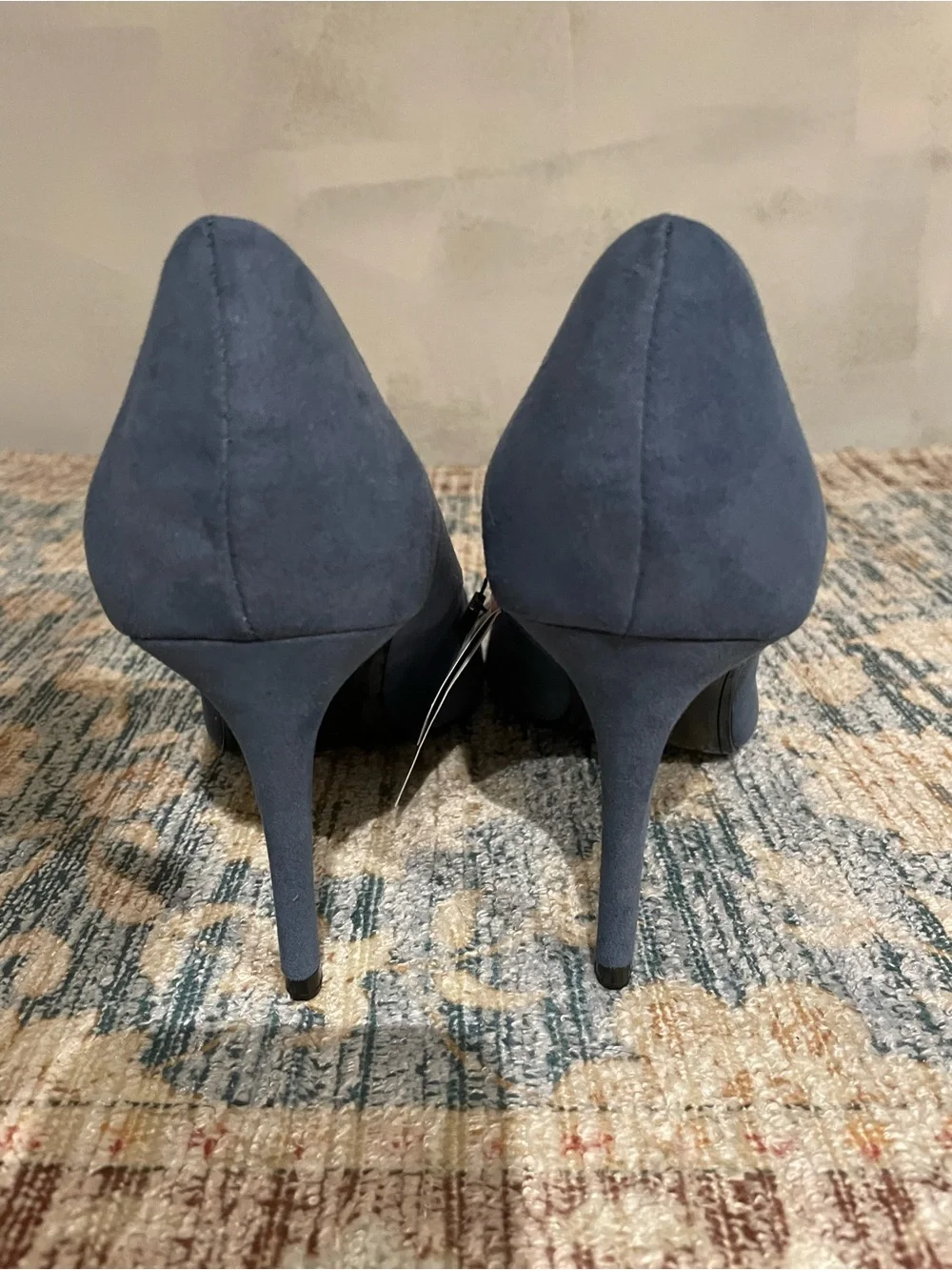 Zara NWT Blue Suede Pumps with Decorative Square Accent - Picture 7 of 8